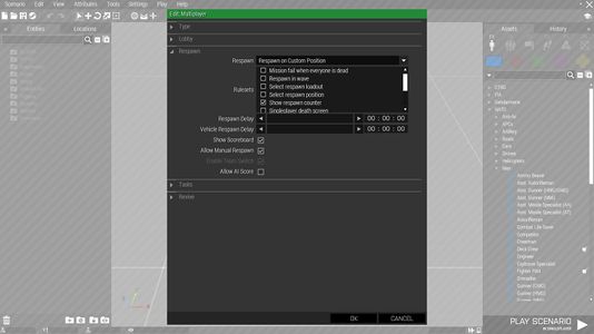 Respawn settings in Eden Editor